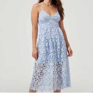 Astr Light Blue Lace Dress